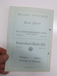 Kanonloppet 1950 Officielt program -käsiohjelma, mm. suomalainen Evert Saloranta Ford V8 -vaunullaan osallistujana