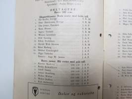 Bjerkebanen Motorcykkel- og bilrace 1950 -käsiohjelma, mm. suomalaiset Fred Geitel &amp; Evert Saloranta Ford V8 -vaunullaan osallistujana