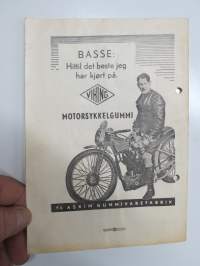 Bjerkebanen Motorcykkel- og bilrace 1950 -käsiohjelma, mm. suomalaiset Fred Geitel &amp; Evert Saloranta Ford V8 -vaunullaan osallistujana