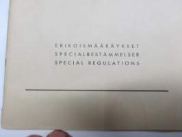 Eläintarhanajo - Djurgårdsloppet 8.5.1955 Erikoismääräykset / Specialbestämmelser / Special Regulations -kilpailumääräykset