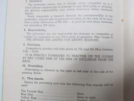 Eläintarhanajo - Djurgårdsloppet 9.5.1954 Erikoismääräykset / Specialbestämmelser / Special Regulations -kilpailumääräykset