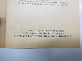 Eläintarhanajo - Djurgårdsloppet 11.5.1952 Erikoismääräykset / Specialbestämmelser / Special Regulations -kilpailumääräykset