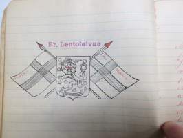 Lauluja ja muistoja sotilasajoiltani, lentosotamies Evert Saloranta (sittemmin kilpa-autoilija), Santahamina, 1937-38, erittäin hyvät ja "poikkeavat" kuvitukset