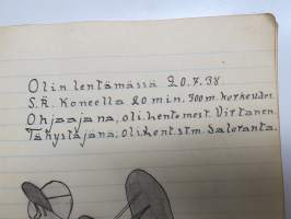 Lauluja ja muistoja sotilasajoiltani, lentosotamies Evert Saloranta (sittemmin kilpa-autoilija), Santahamina, 1937-38, erittäin hyvät ja "poikkeavat" kuvitukset