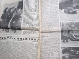 Moottoriviesti 1967 nr 1, Kaniskuva Monte Carlo 1. Aaltonen - Suomi, VW Variant testiä, Opel Kadett testiä, VW 1500 testiä, Volvo 144 S koeajo (3 sivua)...