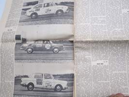 Moottoriviesti 1965 nr 7, Fiat 850 - Skoda 100 MB - Simca 1000 GL kestotestin loppuarvostelut, Abarth -mainos, Moskvitsh-autotehtaalla, Mikroautoharrastus osa III...