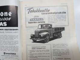 Moottori 1949 nr 11, AK 30-vuotias, Fiat 500 C, Auto USA:ssa, Nainen ohjauspyörässä, Turussa maamme ensimmäinen Speedway-rata, takakansi Evert Saloranta (Ford V8)