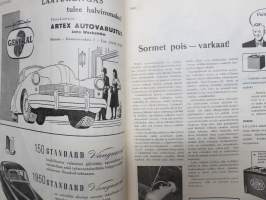 Moottori 1949 nr 11, AK 30-vuotias, Fiat 500 C, Auto USA:ssa, Nainen ohjauspyörässä, Turussa maamme ensimmäinen Speedway-rata, takakansi Evert Saloranta (Ford V8)