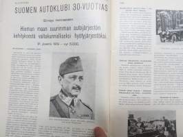 Moottori 1949 nr 11, AK 30-vuotias, Fiat 500 C, Auto USA:ssa, Nainen ohjauspyörässä, Turussa maamme ensimmäinen Speedway-rata, takakansi Evert Saloranta (Ford V8)