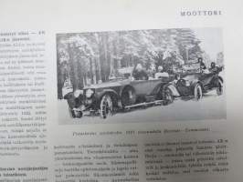 Moottori 1949 nr 11, AK 30-vuotias, Fiat 500 C, Auto USA:ssa, Nainen ohjauspyörässä, Turussa maamme ensimmäinen Speedway-rata, takakansi Evert Saloranta (Ford V8)