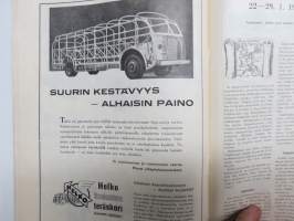 Moottori 1949 nr 11, AK 30-vuotias, Fiat 500 C, Auto USA:ssa, Nainen ohjauspyörässä, Turussa maamme ensimmäinen Speedway-rata, takakansi Evert Saloranta (Ford V8)