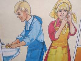 Hyviä tapoja / Energia- ja suojaravinteet -koulutaulu / opetustaulu, piirtänyt MLP - Marja-Liisa Pitkäranta