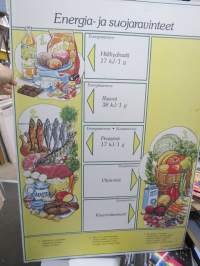 Hyviä tapoja / Energia- ja suojaravinteet -koulutaulu / opetustaulu, piirtänyt MLP - Marja-Liisa Pitkäranta