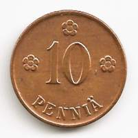 10  penniä  1922