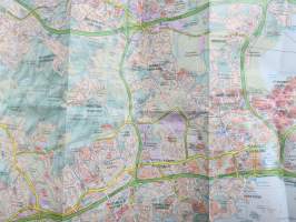 Espoo / Esbo + Kauniainen / Grankulla opaskartta 2000 + erillinen nimihakemisto kaduista yms. -guidekarta