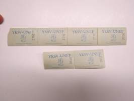 YKSV-UNEF -postimaksulipuke 6 kpl yhtenä eränä