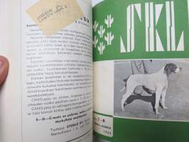 SKL - Suomen Kennel-Liiton julkaisu (jäsenlehti) vv. 1952-1958 -sidotut vuosikerrta neljänä sidoksena