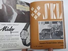 SKL - Suomen Kennel-Liiton julkaisu (jäsenlehti) vv. 1952-1958 -sidotut vuosikerrta neljänä sidoksena
