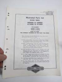 Briggs &amp; Stratton Illustrated Parts List Model Series 60900 to 60907 / 61900 to 61907
