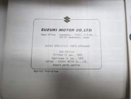 Suzuki DT25 (DT400) outboard parts catalogue 1975, illustrations / perämoottori, varaosaluettelo räjäytyskuvineen