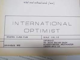 Optimistijolla - International Optimist -jollan rakennuspiirustukset ym. siihen liittyvä painettua materiaali