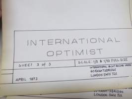 Optimistijolla - International Optimist -jollan rakennuspiirustukset ym. siihen liittyvä painettua materiaali