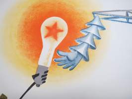 "Sähköistämisohjelma etetee" -neuvostoliittolainen propagandajuliste v. 1970