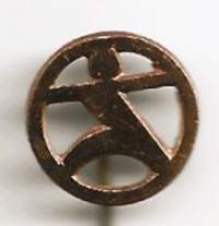 Koululiikuntaliiton (KLL) yleisurheilun taitomerkki  - rintamerkki, neulamerkki