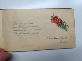 Muistokirja - Aune Heleena Ruuth (Suojaasto, Vehmaa) -muistokirja kiiltokuvineen ja  teksteineen vv. 1919-1923, runsaasti kiiltokuvia, kaikki näkyvät kohteen kuvista