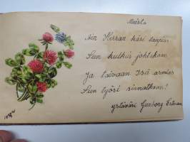 Muistokirja - Aune Heleena Ruuth (Suojaasto, Vehmaa) -muistokirja kiiltokuvineen ja  teksteineen vv. 1919-1923, runsaasti kiiltokuvia, kaikki näkyvät kohteen kuvista