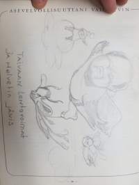 Sotilasmuistioni, M.E. 1955 -varusmiesaikaisia muistoja ja piirroksia ym. varten tarkoitettu kirja, tässä enimmäkseen piirroshahmotelmia