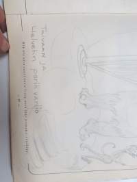 Sotilasmuistioni, M.E. 1955 -varusmiesaikaisia muistoja ja piirroksia ym. varten tarkoitettu kirja, tässä enimmäkseen piirroshahmotelmia