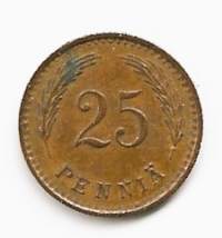 25  penniä  1940 Cu