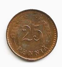 25  penniä  1941 Cu