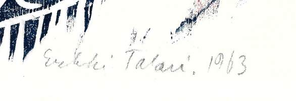 Erkki Talari, "Kala asetelma" Puupiirros sign 1963 tpla 4/15  , 30x24 cm kehystämätön