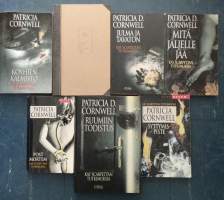 Kay Scarpettan tutkimuksia kirjat 1-6 ja 9. Post mortem, Ruumiin todistus SID, Mitä jäljelle jää, Julma ja tavaton, Ruumistarha SID, Köyhien kalmisto, Syttymispiste