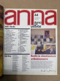 Anna 1975 nr 44, ilmestynyt 28.10.1975, Kodin ja sisustamisen erikoisnumero, Airi Westerlund, Suviranta, Sirkka Salonen