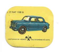Fiat 1100 B - autokuva  autokortti, keräilykuva, kahvipakettikuva