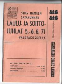 STM:n Hämeen Satakunnan Laulu- ja Soittojuhlat 1971 Valkeakoskella - käsiohjelma
