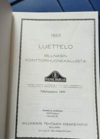 Billnäsin Konttorihuonekaluja, Luettelo v. 1923 (Näköispainos)