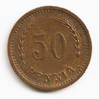 50  penniä  1943 Cu