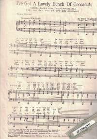 Kuinka saisin rikki kookospähkinän - Far, jag kan inte få upp min kokosnött (I´ve got a lovely bunch of cocoanuts) -nuotit