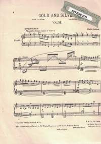Gold and Silver, valse, piano solo