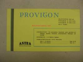 Provigon lääkemainos / imupaperi 