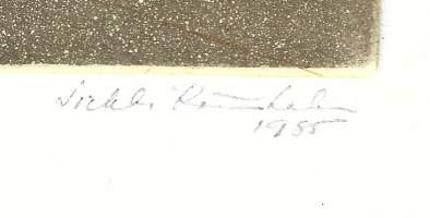 Sirkka Rönnholm värigrafiikka sign 1985 kv tpla kehystämätön 27x20 cm