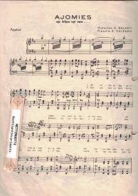 Ajomies aja hiljaa nyt vain,, fox-trot  nuotit