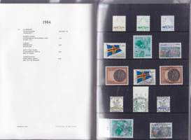 Åländska frimärken 1984 – Ahvenanmaan vuosilajitelma. Postimerkit postituoreina ja ensipäiväleimattuina, mukana myös kolme FDC‑kuorta.