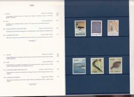 Åländska frimärken 1990 – Ahvenanmaan vuosilajitelma. Postimerkit postituoreina ** mukana myös kaikki 4 FDC‑kuorta.(LAPE FDC 15€, merkit 10€) (filatelia)