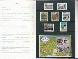 Åländska frimärken 1991 – Ahvenanmaan vuosilajitelma. Postimerkit postituoreina ** mukana myös kaikki 5 FDC‑kuorta.(LAPE FDC 23€, merkit 10€) (filatelia)