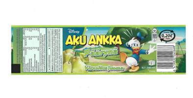 Aku Ankka Päärynä -   juomaetiketti tuote-etiketti